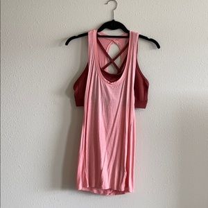 Workout tank top with sports bra (attached)